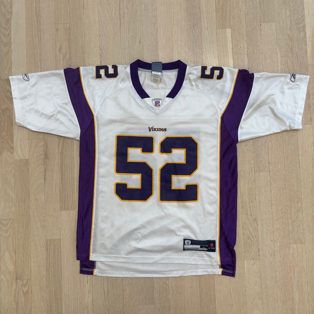 Reebok Minnesota Vikings Jersey Mens Large White Excellent Chad Greenway 52